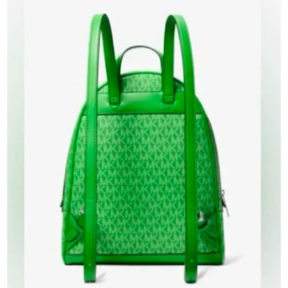 S Michael Kors Rhea Medium Zip Green Logo Backpack 35S5SRAB2V NWT $498 Retail main image 4